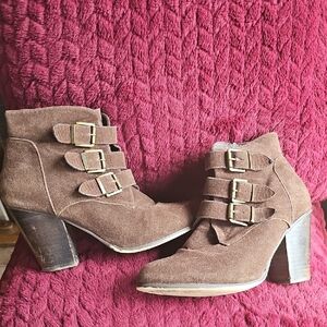 Brown Buckle Ankle Boots Size 8